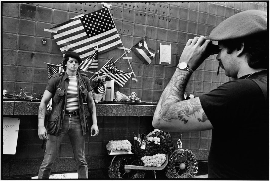 Vietnam Vets, Glass Wall NY,1985 

 : OLD GLORY-Patriotism & Dissent 1966-2008 : LINN SAGE | Photography Editorial and Fine Art, New York, N.Y., Maine